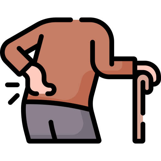 colorized icon with man's back pain